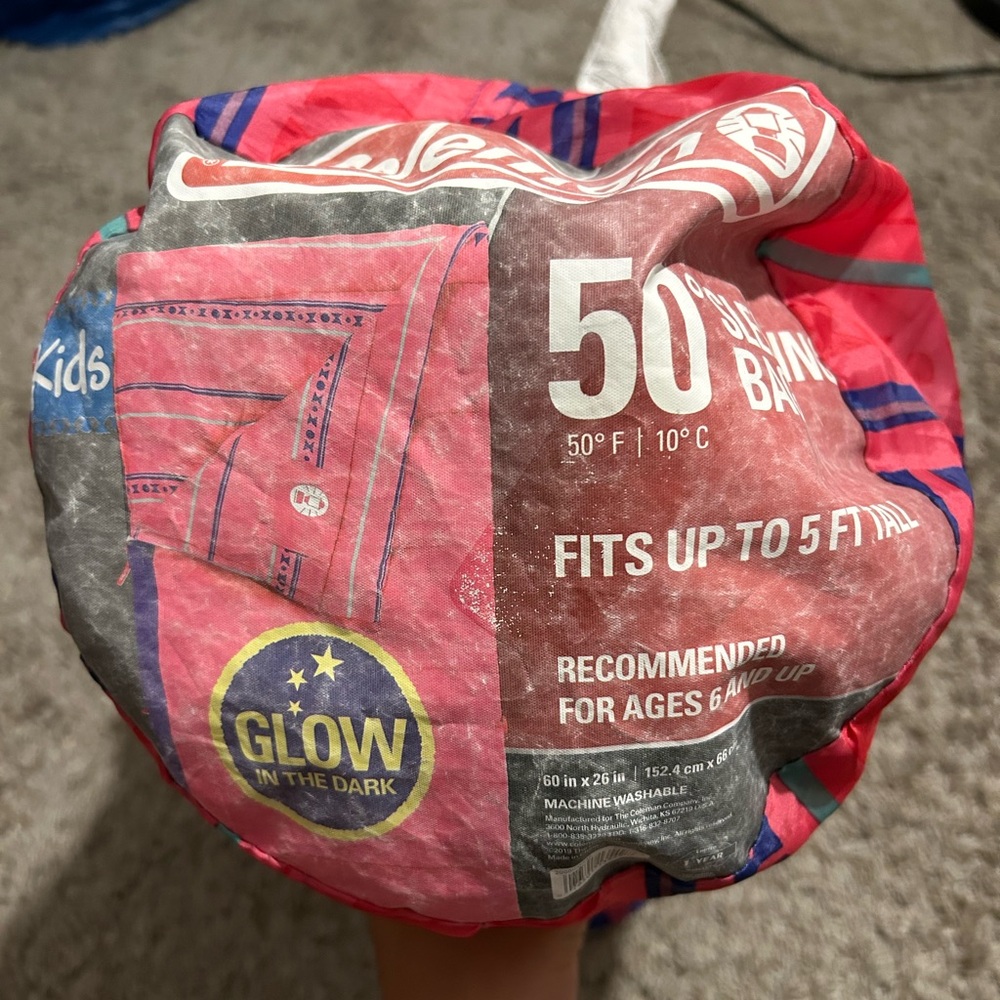 Coleman Pink Girls Sleeping Bag ages 6+